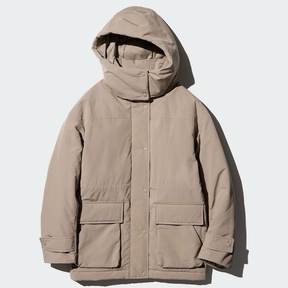 Uniqlo Hybrid Down Coat 32 Beige Color Size S ID 469899 NWT